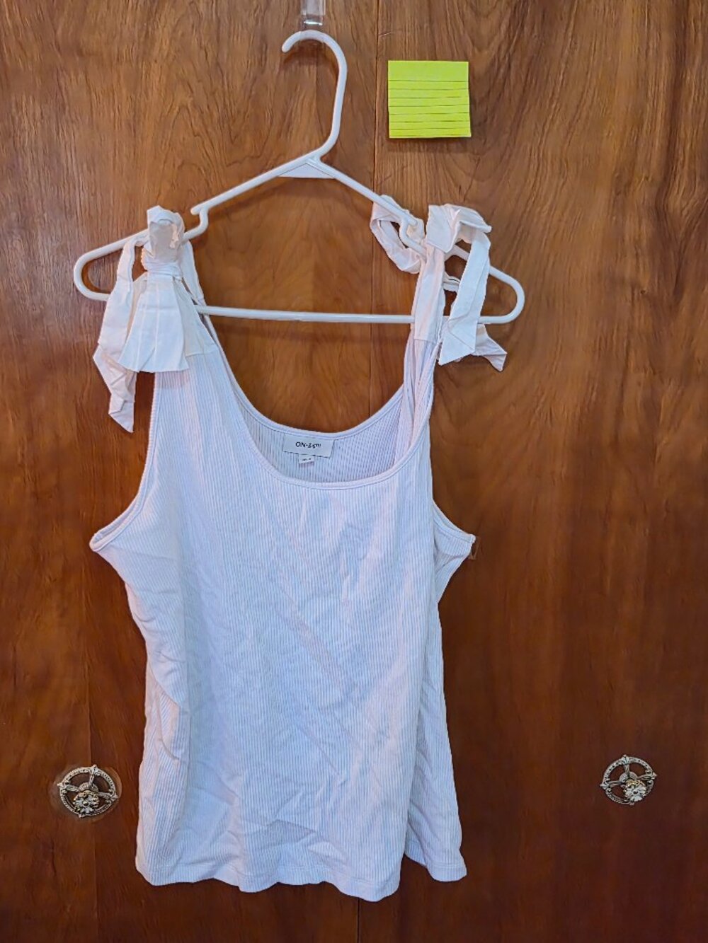 ON 34TH White Ribbed Tie Shoulder Tank Top Plus Size 4X Sleeveless Stretch Top